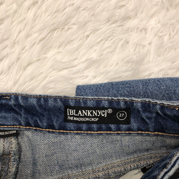 Blank Nyc Jeans The Madison Crop High-Rise Denim Distressed Size 27 NWT New - Picture 5 of 12